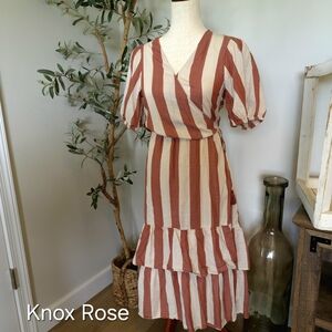 Knox Rose Orange Ruffled Wrap Sundress